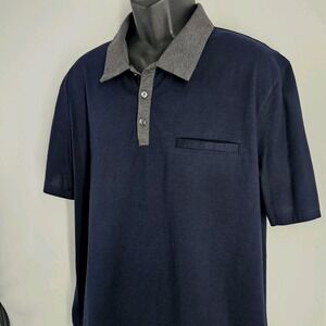Calvin Klein Mens Navy Blue Polo Shirt Slze XL RN# 36543 100% Cotton